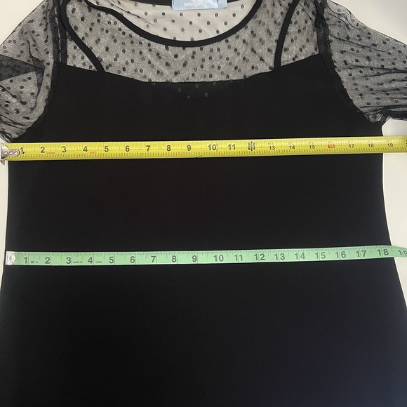 Neb & Girl Dress Womens Medium Shift Black Mesh Bell Sleeves Classic Sheer Panel - Picture 8 of 10